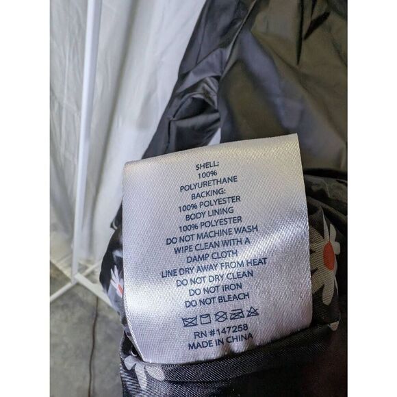 Simply Southern Rain Coat Black Rain Coat with Daisy Print on Hood Women's Large - Picture 4 of 5